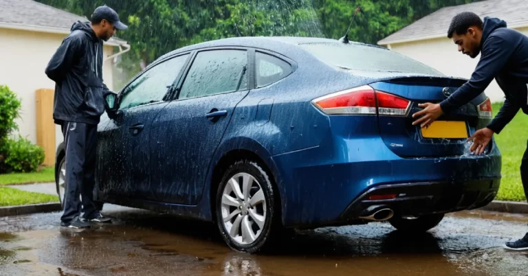 wash car with rain water